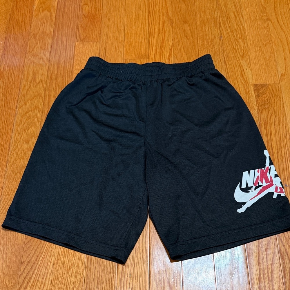Nike- Jordan Black Shorts with White and Red Logo - Kids